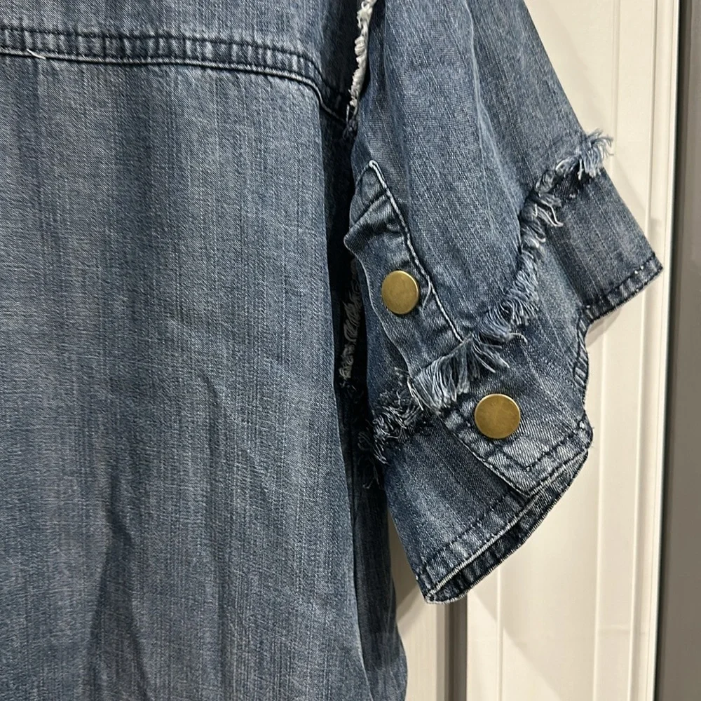 Easel medium distressed denim dress. - Picture 5 of 6